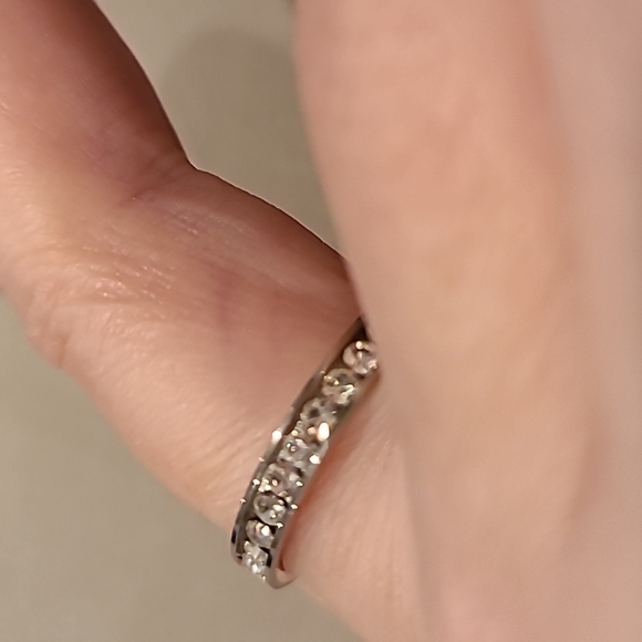 Eternity style cubic zirconia stainless steel channel set stones ring - Picture 3 of 7